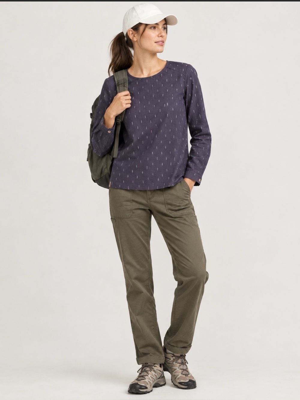 tentree Hemp Blend Balsam Top Purple Trees XS Granola Girl Gorpcore Sustainable
